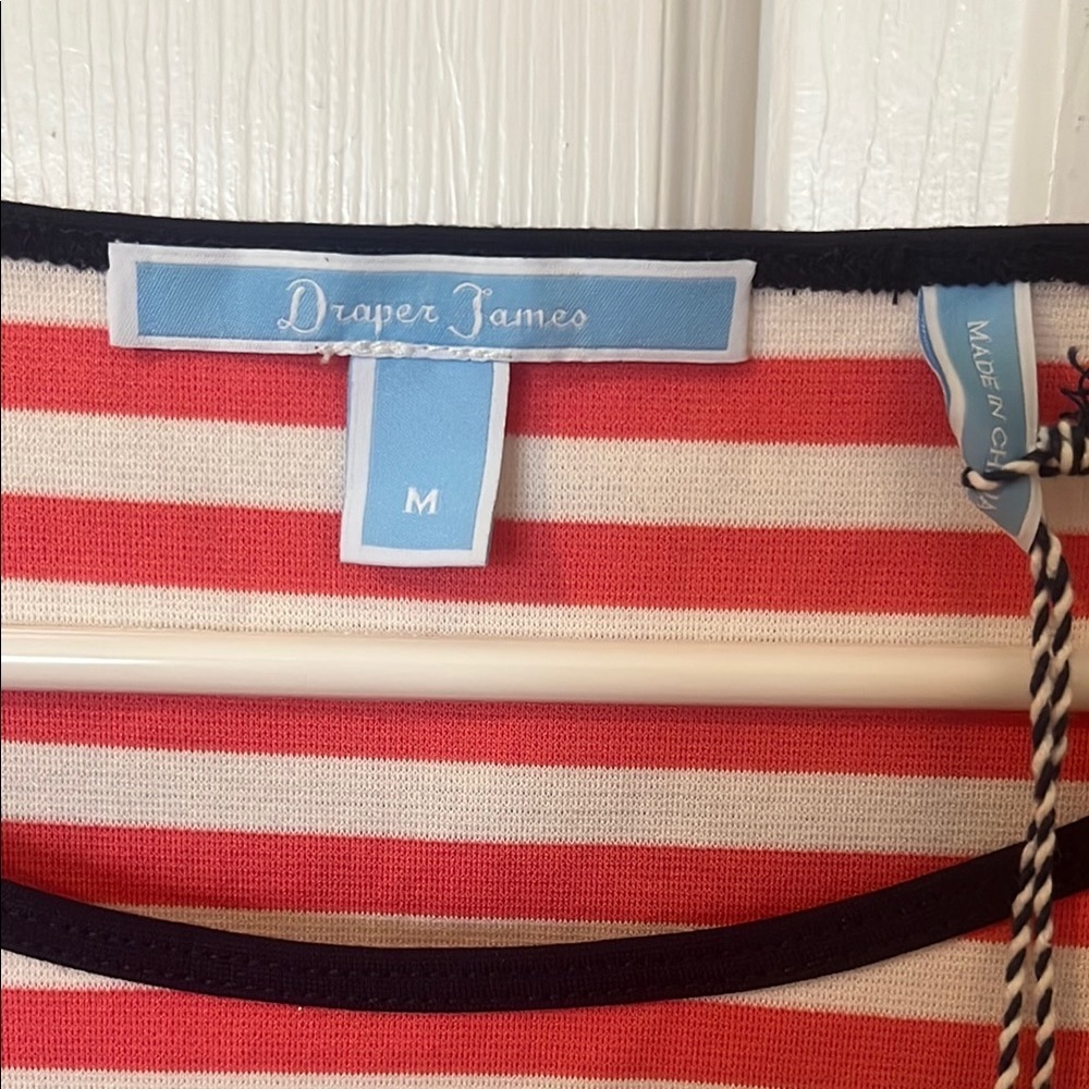NWT DRAPER JAMES Striped Navy blue and Pink Dress - Picture 2 of 7